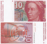 Switzerland 10 Franken 1991 P 53 j UNC