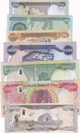 Iraq SET 7 UNC 250-25000 50000 Dinars ND 2018-2024 P 97 98 100 101 102 103 104