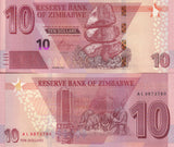 Zimbabwe 10 Dollars 2020 P 103 UNC