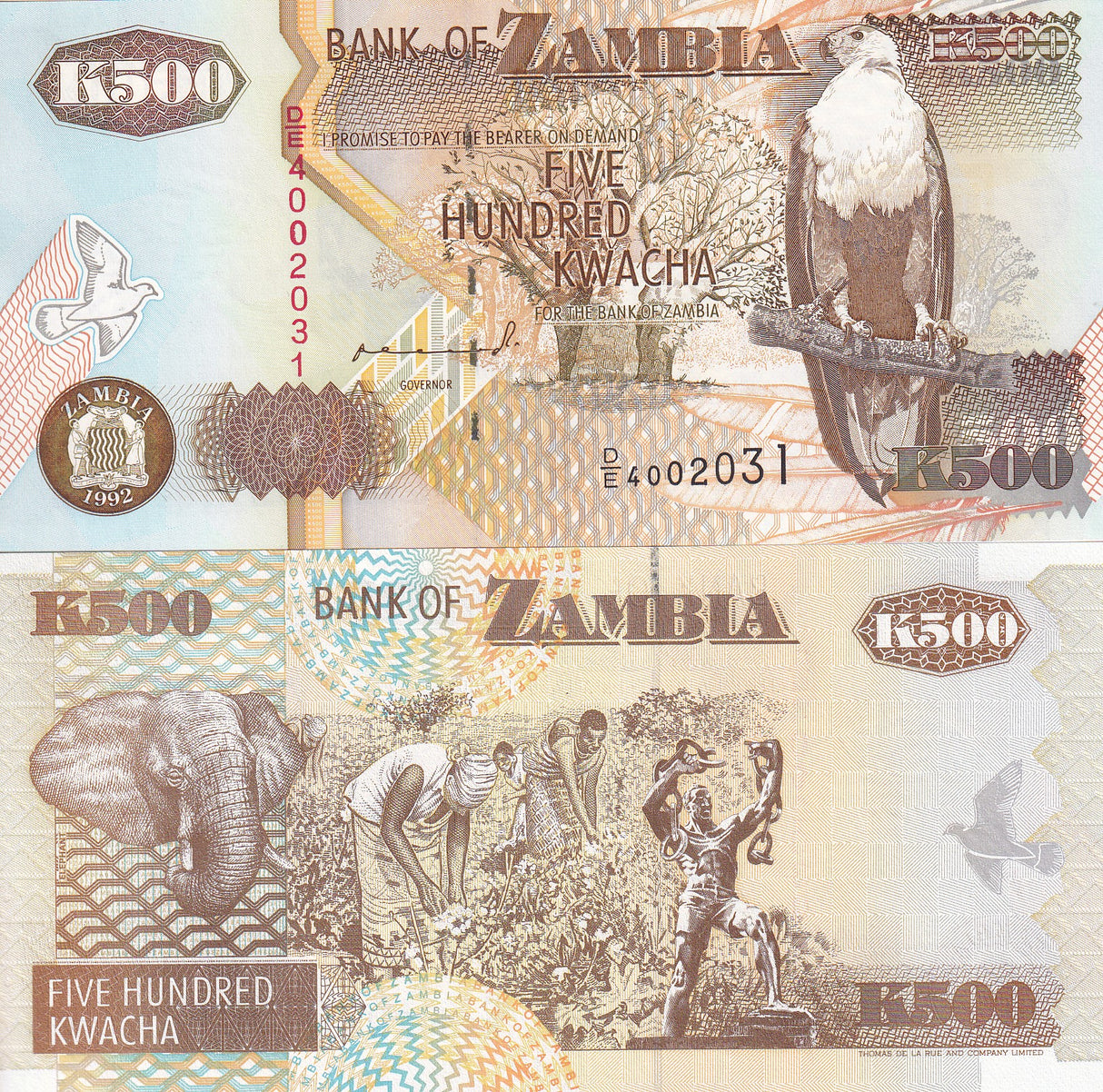 Zambia 500 Kwacha 1992 P 39 a UNC