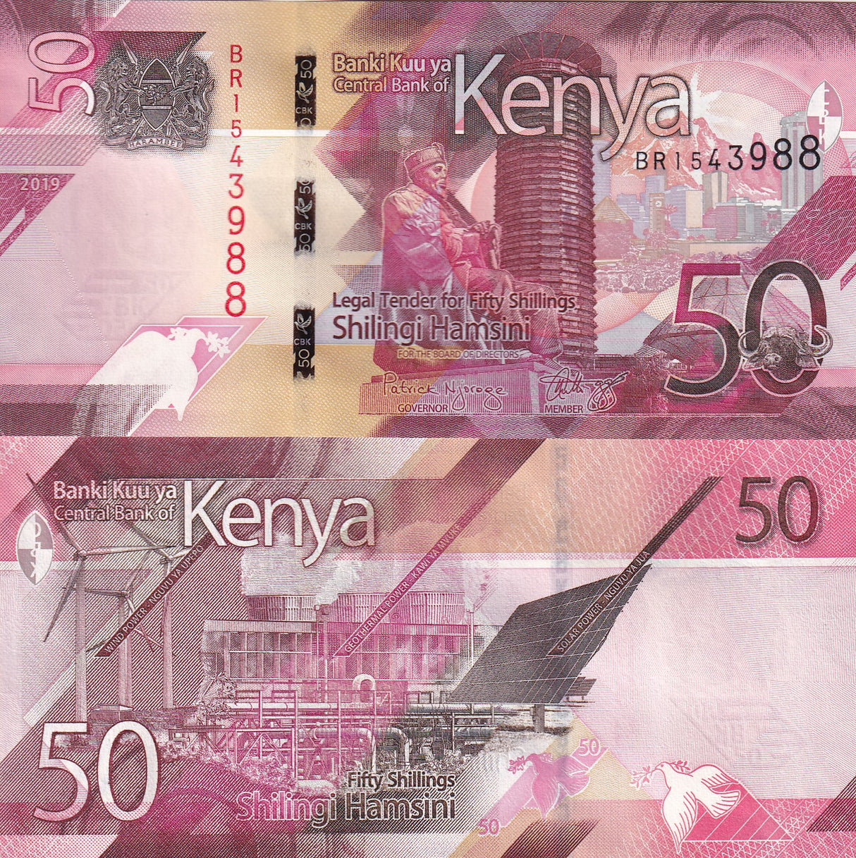Kenya 50 Shillings 2019 P 52 aUNC