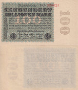 GERMANY 100 MILLION MARK 1923 P 107 d AUNC