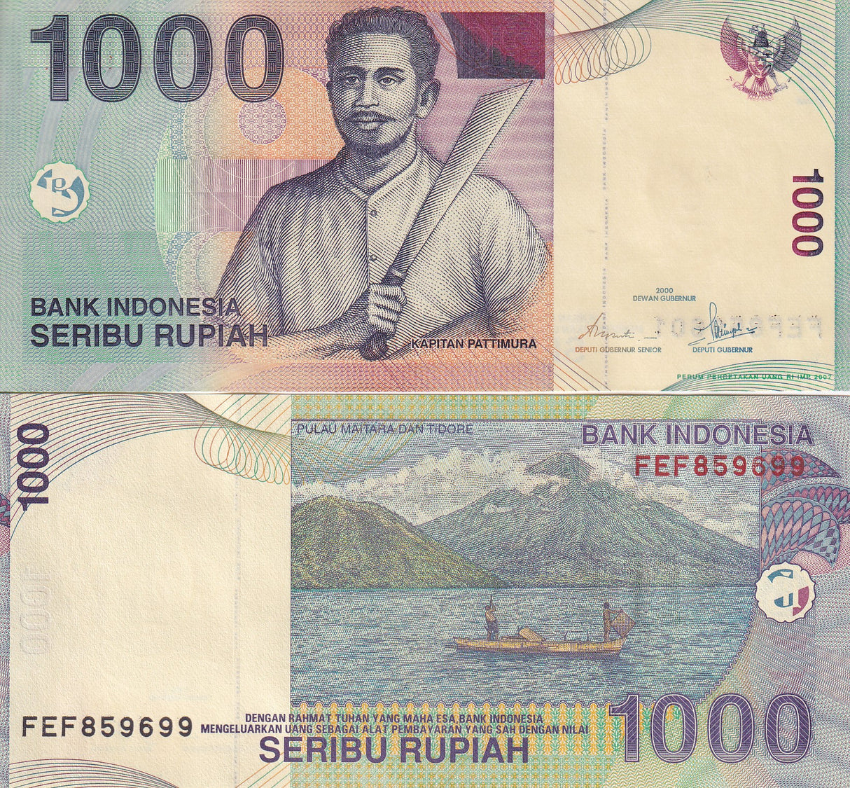 INDONESIA 1000 1,000 RUPIAH 2000/2007 P 141 UNC