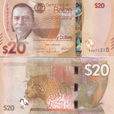 Belize 20 Dollars 2025 P 76 NEW Design iguana Jaguar UNC