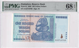 Zimbabwe 100 Trillion Dollars 2008 P 91 Superb Gem UNC PMG 68 EPQ