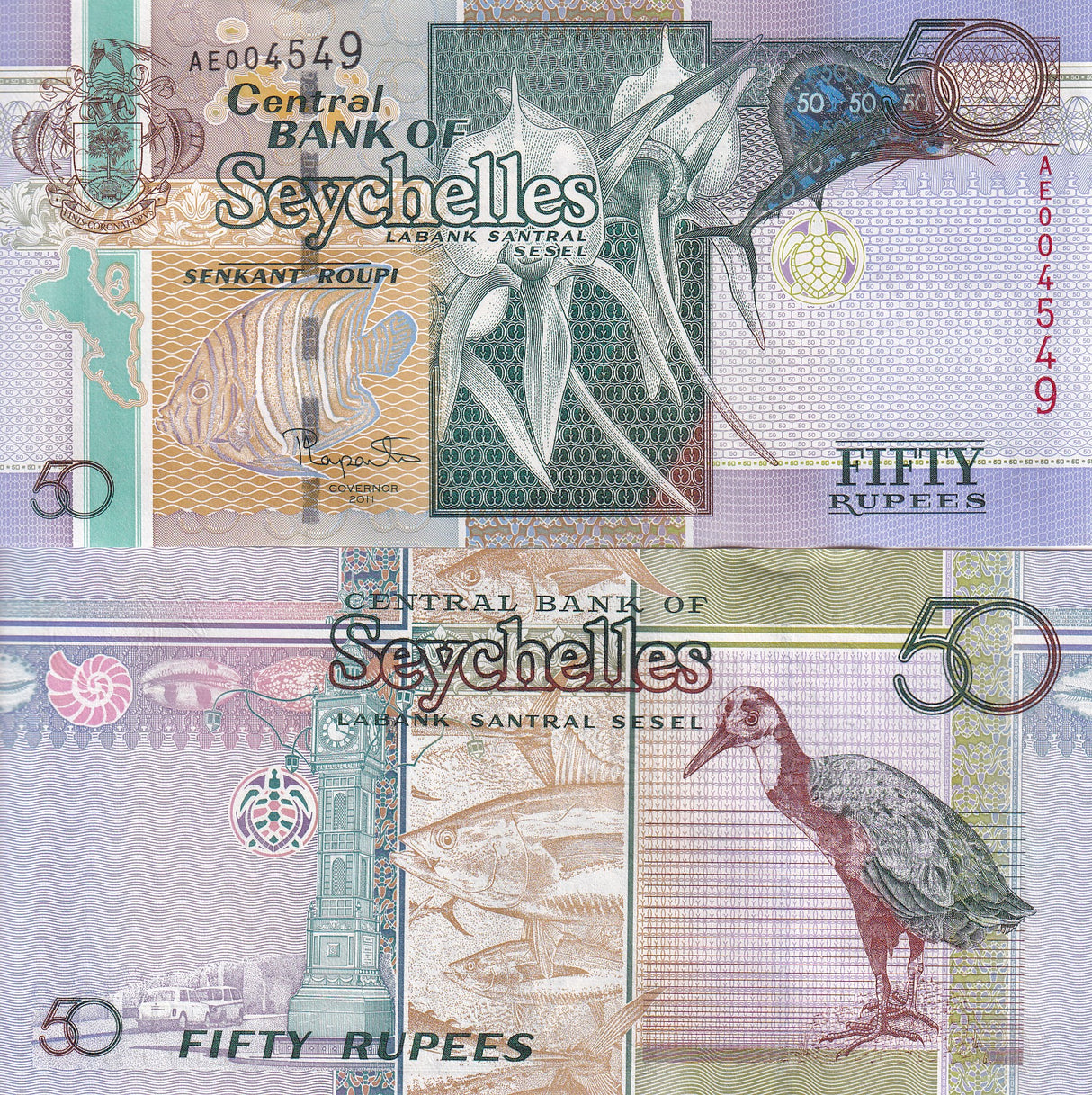 SEYCHELLES 50 RUPEES 2011 P 43 UNC