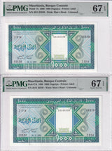 Mauritania SET 2; 1000 Ouguiya 1989 P 7A Near Solid Superb Gem UNC PMG 67 EPQ