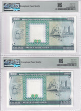 Mauritania SET 2; 1000 Ouguiya 1989 P 7A Near Solid Superb Gem UNC PMG 67 EPQ