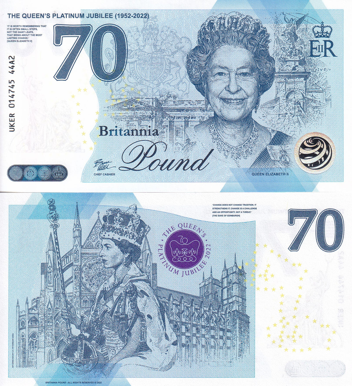 Great Britain 70 Pounds ND 1952-2022 P NEW FANTASY QEII FOR COLLECTION TYPE 2