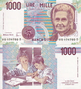 ITALY 1000 1,000 LIRE 1990 P 114 b UNC