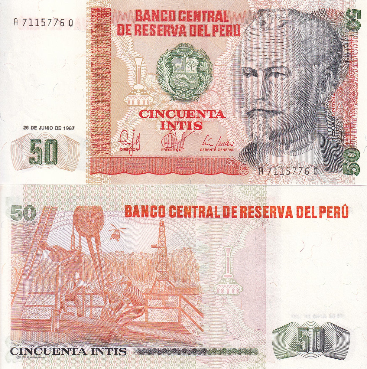 Peru 50 Intis 1987 P 131 UNC
