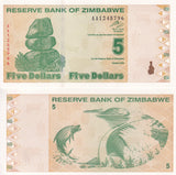 Zimbabwe 5 Dollars 2009 P 93 UNC
