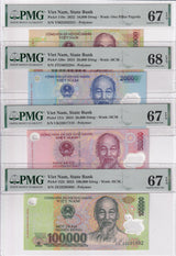 Vietnam Set 4; 10000-100000 Dong 2022-24 P119-P 122 Superb Gem UNC PMG 67 68 EPQ