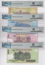 Vietnam Set 4; 10000-100000 Dong 2022-24 P119-P 122 Superb Gem UNC PMG 67 68 EPQ