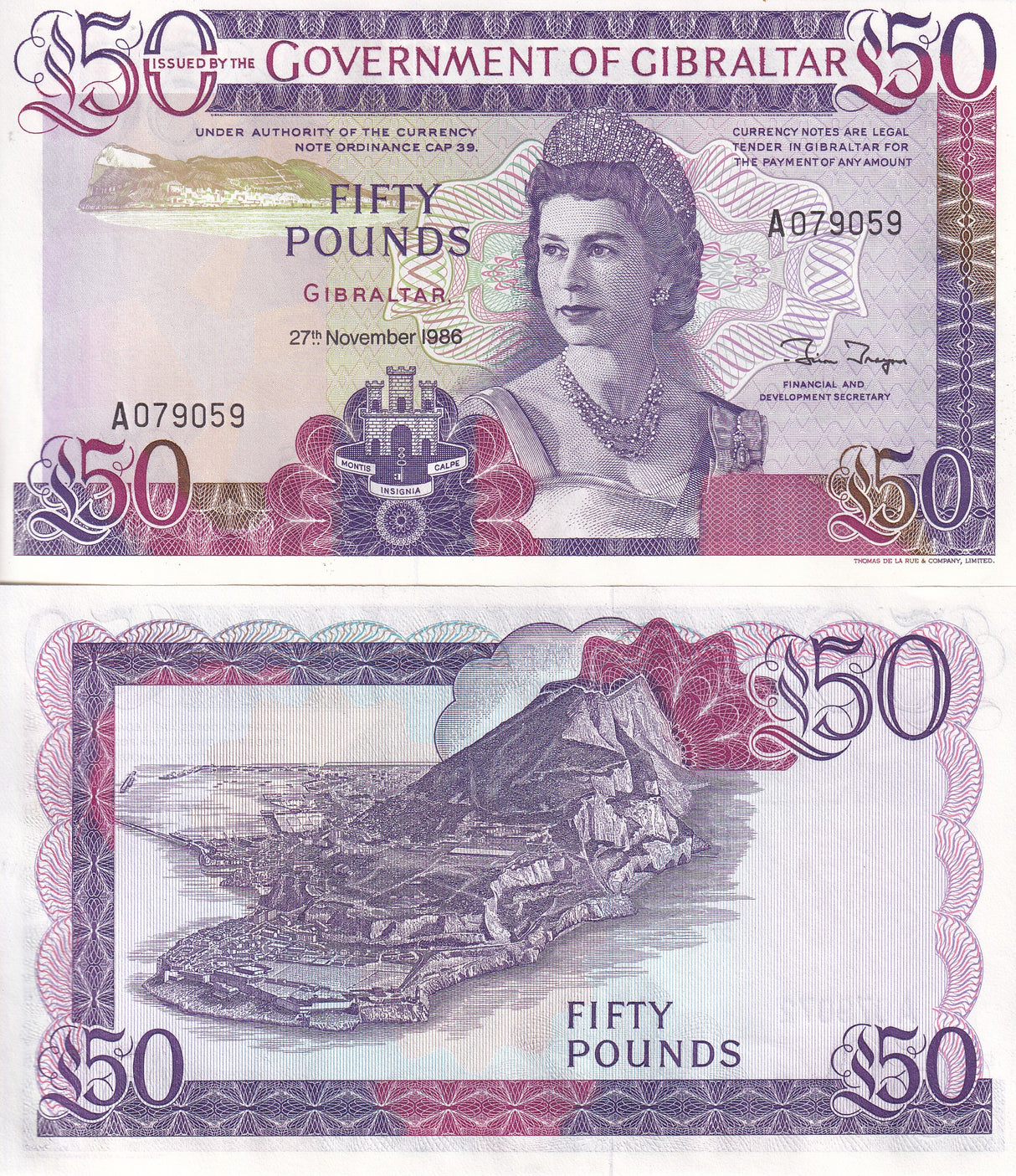 Gibraltar 50 Pounds 1986 P 24 UNC