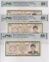 Bhutan LOT 3; 20 Ngultrum ND 2000 P 23 Superb Gem UNC PMG 68 EPQ