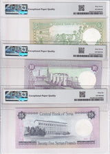 Mediterranean set 3, 5 10 25 Pounds 1991 P 100 101 102 Superb Gem PMG 66 67 EPQ