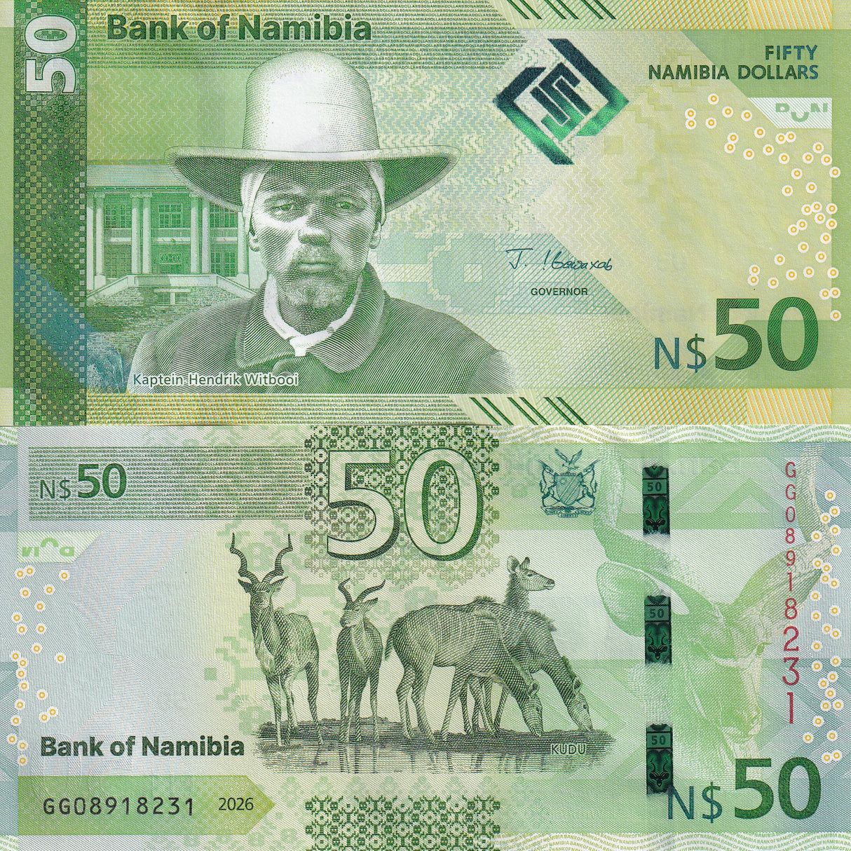 Namibia 50 Dollars 2026 P 22 NEW Design UNC