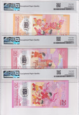 China Set 3;20 Yuan 2024 2025 2026 P 920-922 Polymer Superb Gem UNC PMG 68 EPQ