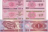 Korea set 3 AU-UNC 5 10 Chon 1 WON 1988 P 33 34 35 Socialist Visitors AU-UNC