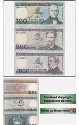 Lithuania Set 3 UNC 100 500 1000 Litu 1991 1994 P 50 51 52 Matching Number