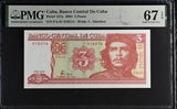 Central America 3 Pesos 2004 P 127 a First Prefix FA-01 CHE Guevara Superb Gem PMG 67 EPQ