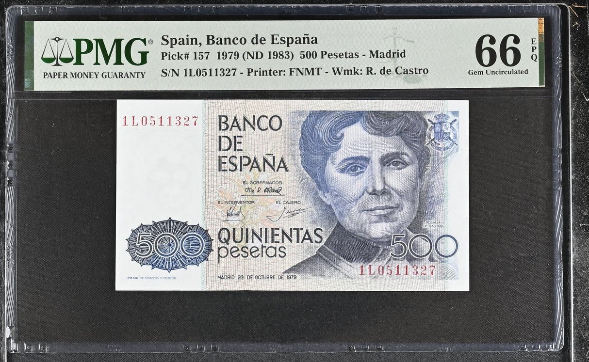 Spain 500 Pesetas 1979 ND 1983 P 157 GEM UNC PMG 66 EPQ