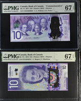 Canada Set 2; 10 Dollars 2017 - 2018 P 112 P 113 Superb Gem UNC PMG 67 EPQ