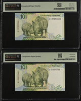 South Africa set 2 10 Rand ND 2023 P 148 Near Matching Superb Gem UNC PMG 67 EPQ