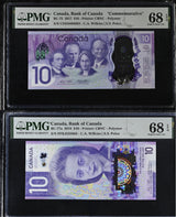 Canada Set 2; 10 Dollars 2017 - 2018 P 112 P 113 Superb Gem UNC PMG 68 EPQ
