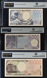 Japan Set 3; 1000 5000 10000 Yen 2024 P 107-P 109 Superb Gem UNC PMG 67 EPQ