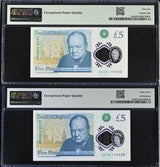 Great Britain Set 2; 5 Pounds 2015-2024 P 394 P 398 Superb Gem UNC PMG 66 67 EPQ