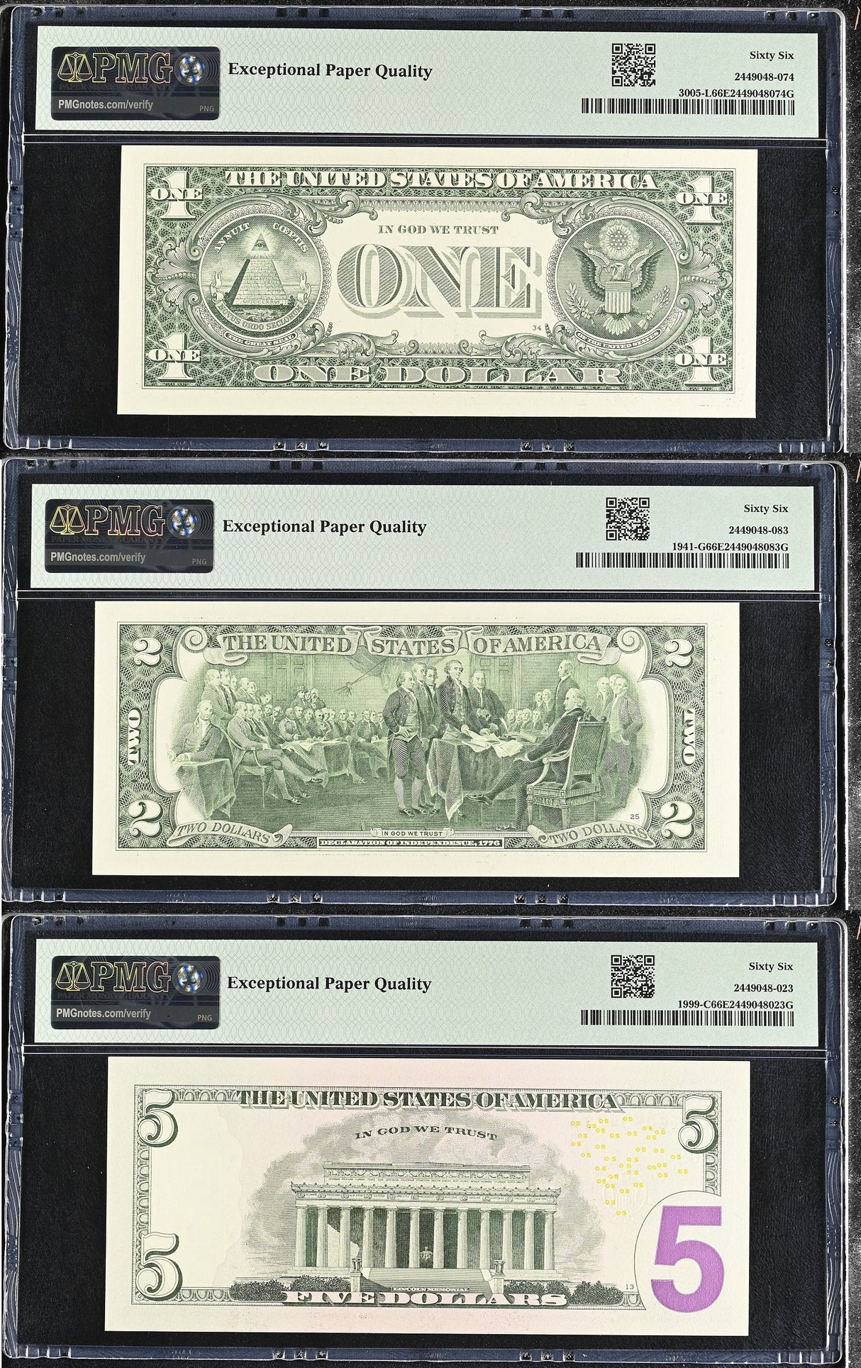 United States SET 3,1 2 5 Dollar USA Mixed States Gem UNC PMG 66 EPQ