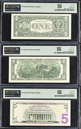 United States SET 3,1 2 5 Dollar USA Mixed States Gem UNC PMG 66 EPQ
