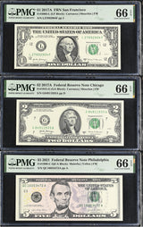 United States SET 3,1 2 5 Dollar USA Mixed States Gem UNC PMG 66 EPQ