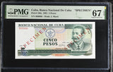 Central America 5 Pesos 1991 P 108 s Specimen Superb Gem UNC PMG 67 EPQ