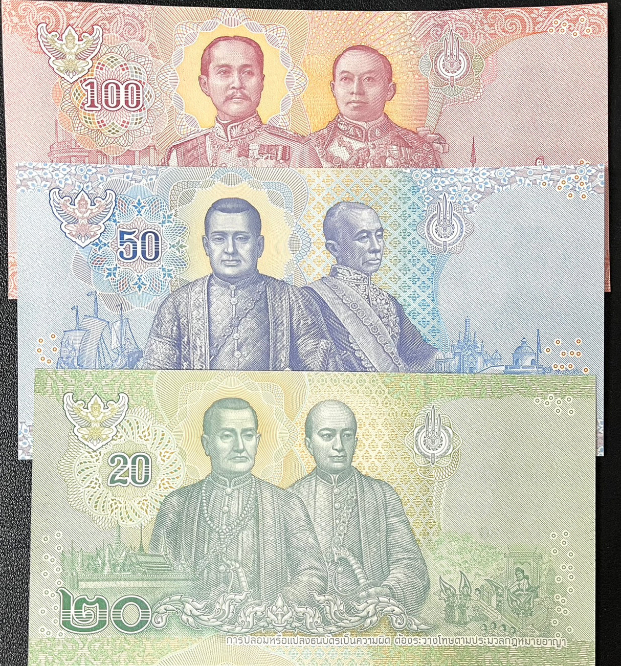 THAILAND SET 3 PCS 20 50 100 BAHT ND 2018 P 135 136 137 UNC 2nd TYPE