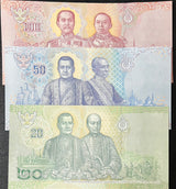 THAILAND SET 3 PCS 20 50 100 BAHT ND 2018 P 135 136 137 UNC 2nd TYPE