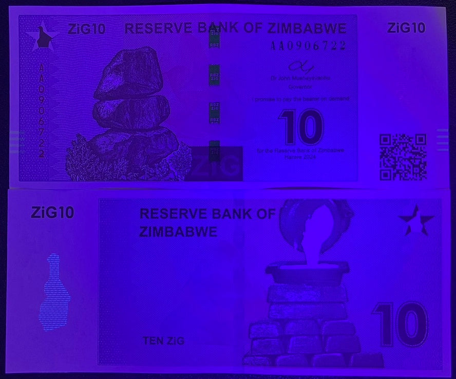 Zimbabwe 10 ZiG 2024 P NEW Family UNC