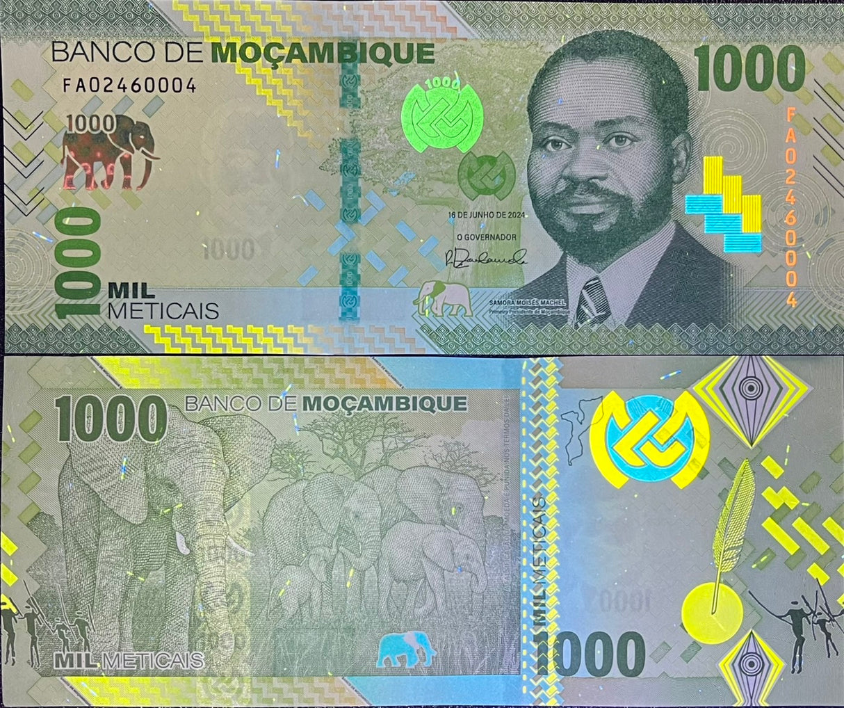 Mozambique SET 2 UNC 500 1000 Meticais 2024 PAPER new family P 159 160