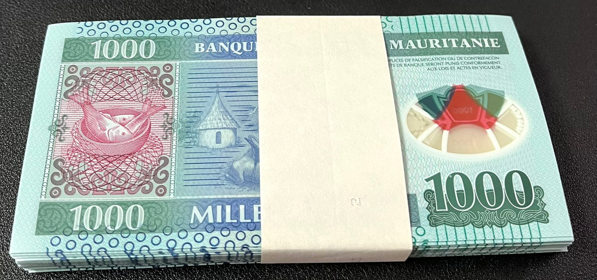 Mauritania 1000 Ouguiya 2014 P 19 Polymer LOT 100 UNC 1 Bundle