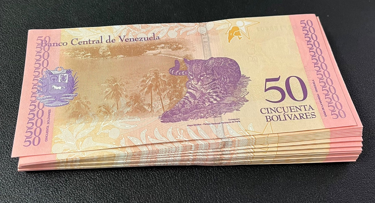 Venezuela 50 Bolivares 2018 P 105 UNC LOT 50 PCS 1/2 BUNDLE