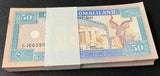 Somaliland 50 Shillings 2002 P 7 UNC Little Age Tone LOT 100 PCS 1 BUNDLE