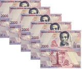 Central America 2000 Pesos 2026 P W145 NEW Mariana Grajales Cuello LOT 5 UNC