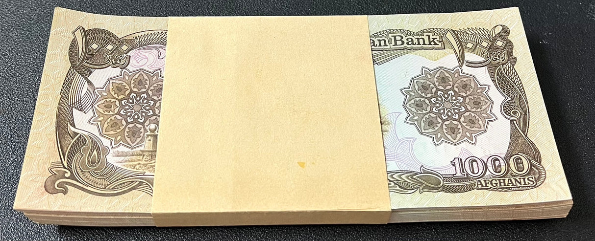 Afghanistan 1000 Afganis 1991 P 61 AU-UNC Lot 100 Pcs 1 Bundle
