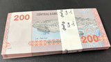 Yemen 200 Rials 2025 P NEW Blind mark LOT 100 UNC 1 Bundle