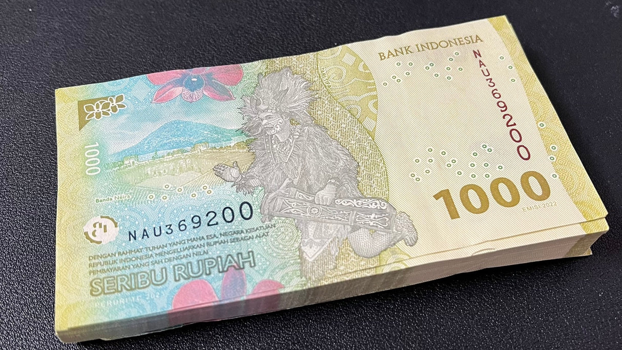 Indonesia 1000 Rupiah 2022 / Random Year P 162 AUnc Lot 100 Pcs 1 Bundle