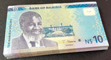Namibia 10 Dollars 2025 P 16 c New Sign UNC LOT 100 Pcs 1 BUNDLE