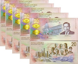 Singapore 20 Dollars ND 2019 P 63 Commemorative Polymer UNC LOT 5 PCS