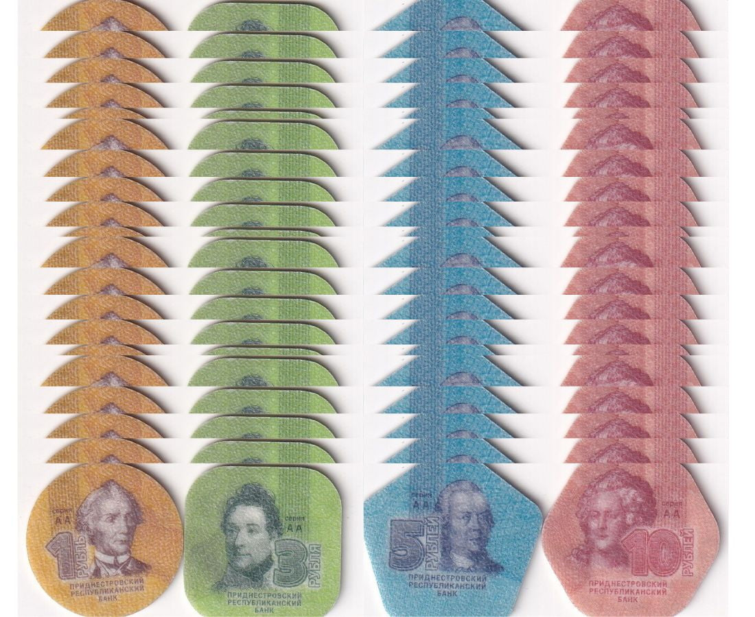 Transnistria Set 4 x 20 Lots = 80 UNC 1 3 5 10 Rubles 2014 Plastic Coins